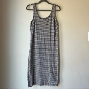 Old Navy Striped Midi Dress Gray Tank Casual Cotton Small Summer Sleeveless